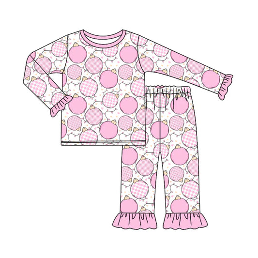 preorder(MOQ 5)Baby Girls Long Ruffle Sleeves Bulbs Top Pants Pajamas Set 5.10