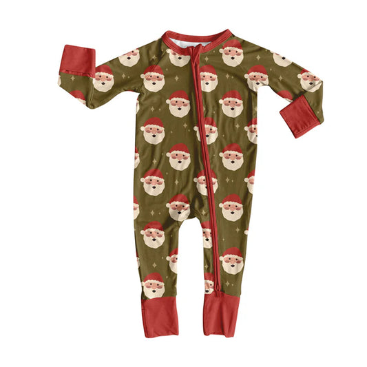Preorder (moq 8)Baby Boys Santa Christmas Zipper Footie Rompers 9.24