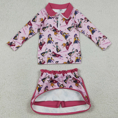 Baby Girls Clothes Pink Demon Hunter Zipper Pullovers Skirt Shorts Yoga Active Clothes Sets GLD1500 1.5