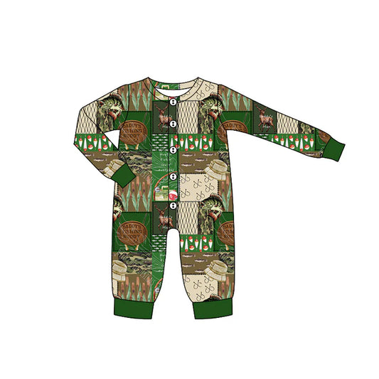 Preorder (moq 5)Baby Boys Southern Fishing Buttons Long Sleeves Rompers 6.9