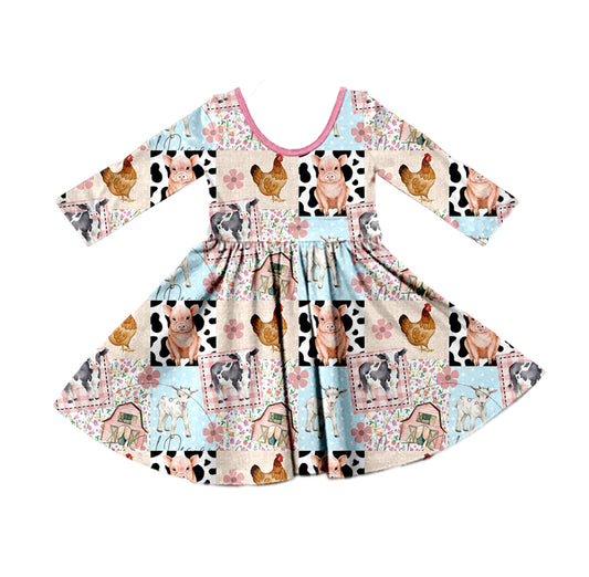 Boutique Baby Girls Dress Chicken Long Sleeve Knee Length Dresses Preorder MOQ 5