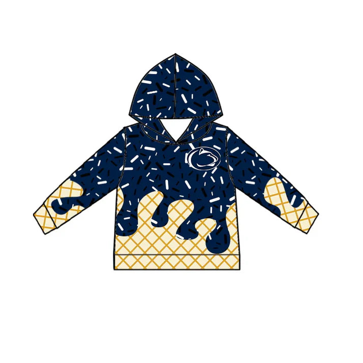 Preorder(moq 5)  Navy ice cream sprinkle toddler kids team hoodie 8.19