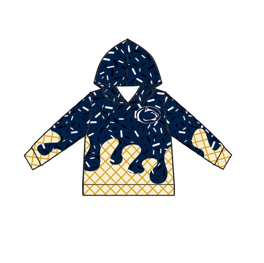 Preorder(moq 5)  Navy ice cream sprinkle toddler kids team hoodie 8.19