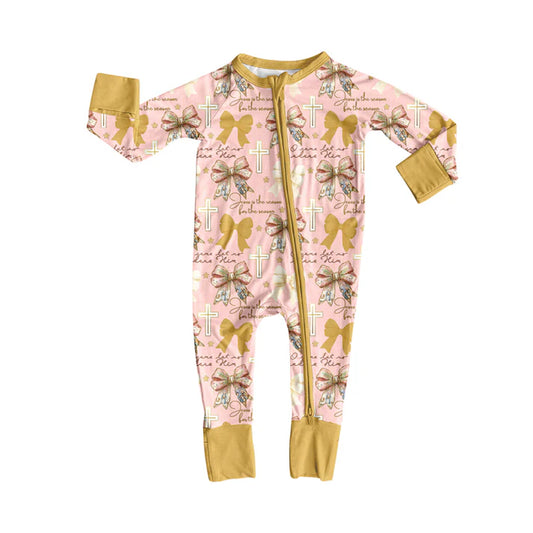 Preorder moq 5 Baby Infant Boys Long Sleeves Cross Bows Plaid Zipper Romper 7.14