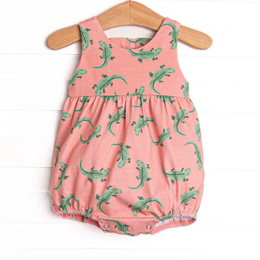 Preorder moq 5 Baby Boys Peach Sleeveless Crocodiles Rompers 4.29