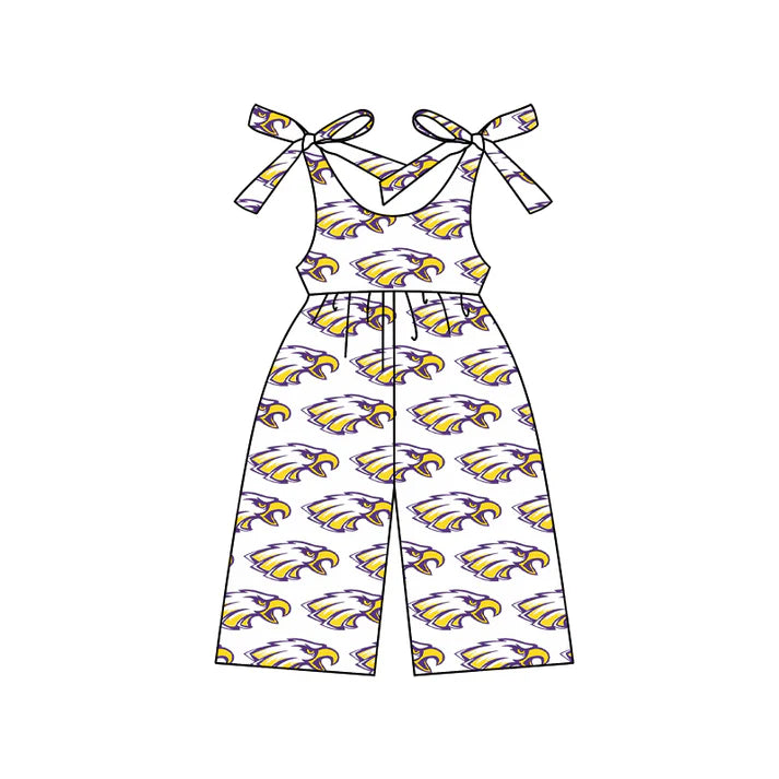 Preorder (moq 5)Baby Girls Eagles team Straps Jumpsuits Rompers 7.11
