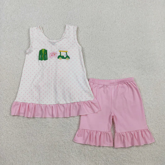 Sibling Baby Boys Girls Embroidery Golf Trucks Top Shorts Clothes Sets