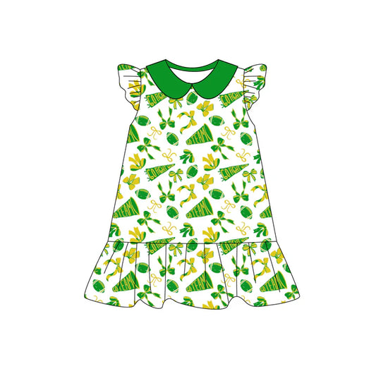 Preorder (moq 5)Baby Girls Light Green flutter sleeve Team Knee Length Dresses 8.1
