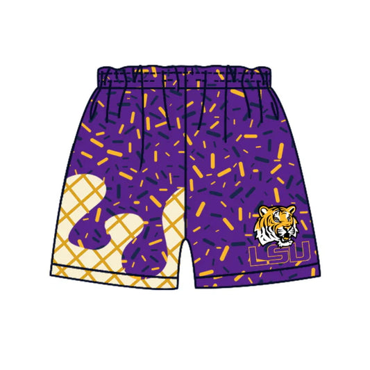 Preorder MOQ 5 L S U tiger purple ice cream sprinkle boys team shorts 8.20