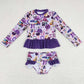 Baby Girls Swimsuits Purple Long Sleeve Top Bummie Swimsuits