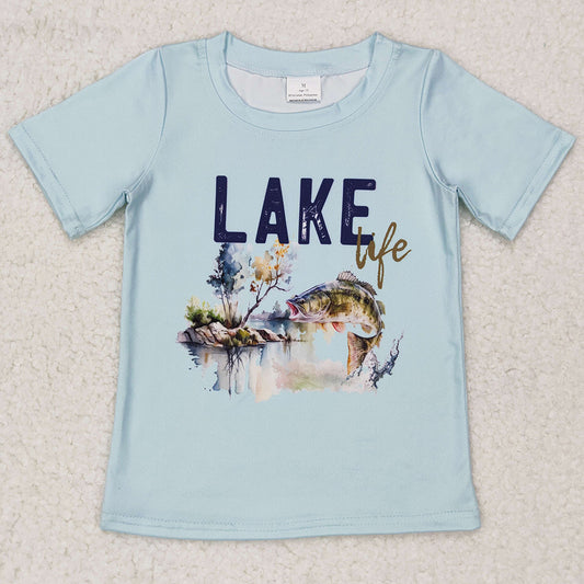 Baby Boys Clothes Shirts Fishing Lake Blue Top Tee Shirts BT0339