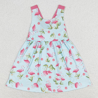 Baby Girls Dress Flamgo Sleeveless Bows Summer Knee Length Dresses GSD0693