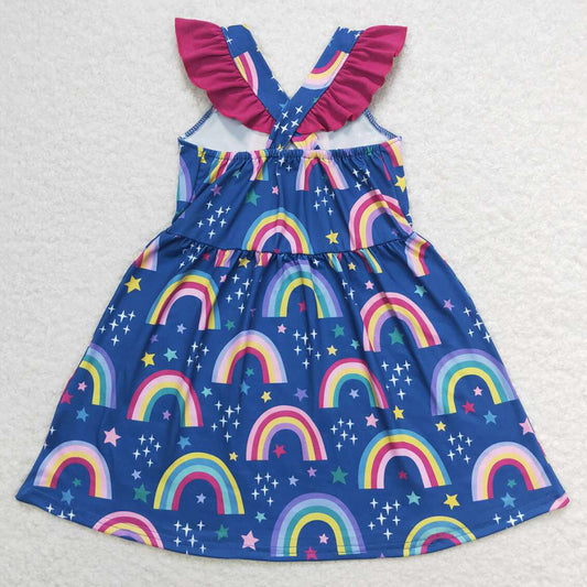 Baby Girls Dress Rainbow Flutter Sleeve Knee Length Dresses GSD1085