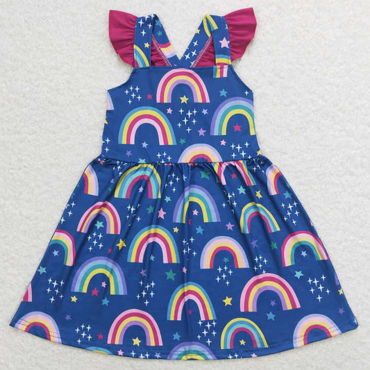 Baby Girls Dress Rainbow Flutter Sleeve Knee Length Dresses GSD1085