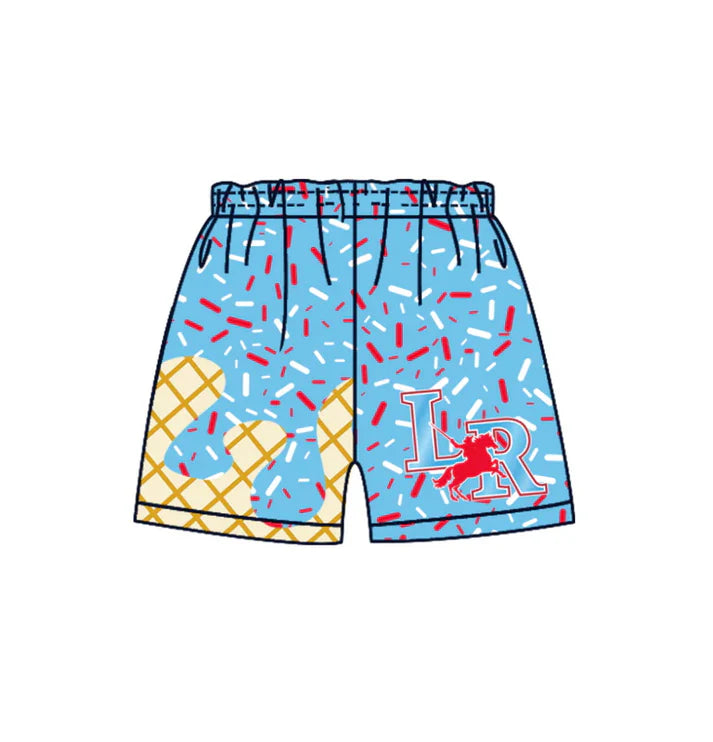 MOQ 5 L R light blue ice cream sprinkle kids boys team shorts 8.20