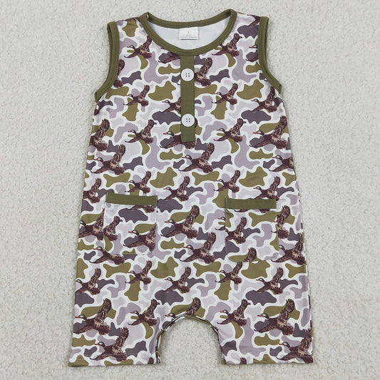 Baby Boys Rompers Southern Camo Ducks Button Pockets Hunting Rompers SR3946