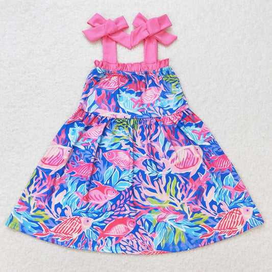 Baby Girls Dress Straps Fishes Knee Length Dresses GSD1172