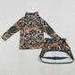 Baby Girls Clothes Southern Dark Brown Camo Zip Pullover Skirt Shorts Clothes Sets GLD1547 1.12