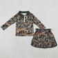 Baby Girls Clothes Southern Dark Brown Camo Zip Pullover Skirt Shorts Clothes Sets GLD1547 1.12