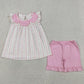 Baby Girls Clothes Pink Flowers Stripe Collar Tunic Ruffle Shorts Clothes Sets GSSO3363
