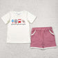 Baby Girls Clothes Ice Cream Store Bows Tunic Tops Plaid Ruffle Shorts Sets GSSO2518 4.29