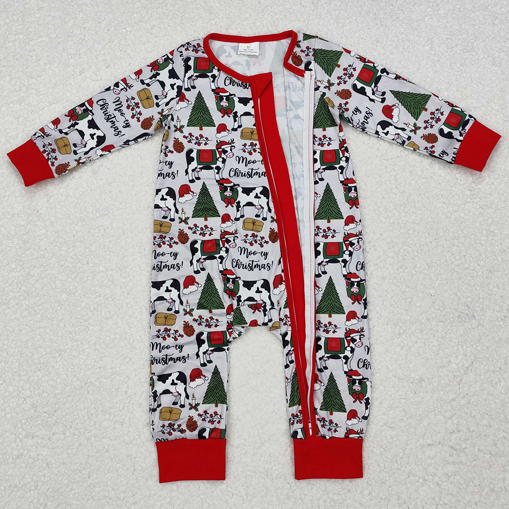 Baby Infant Boys Rompers Christmas Cows Zip Rompers LR1075