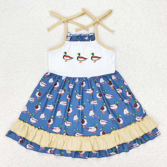 Baby Girls Dress Duck Straps Ruffle Knee Length Dresses GSD0891