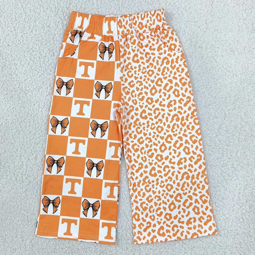 Baby Girls Tennessee Bows Leopard Team Pockets Flare Pants Bottom P1121