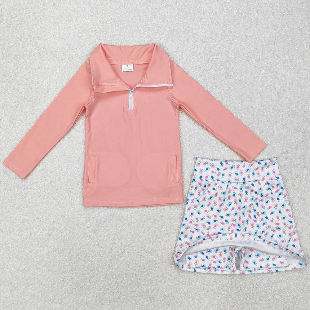 Baby Girls Clothes Pink Pullover Active Wear Top Shorts Skirts Clothes Sets GLD0984