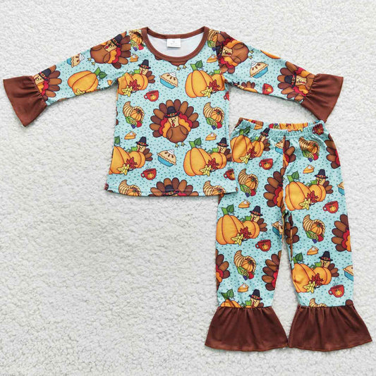 Thanksgiving Baby Girls Pajamas Long Sleeve Sleepwear Sets GLP0684 BLP0287