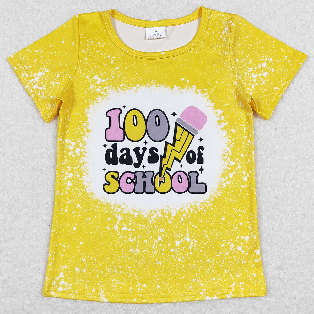 Baby Girls Clothes Tops 100 Days Of School Short Sleeve Tee Shirts Tops GT0387