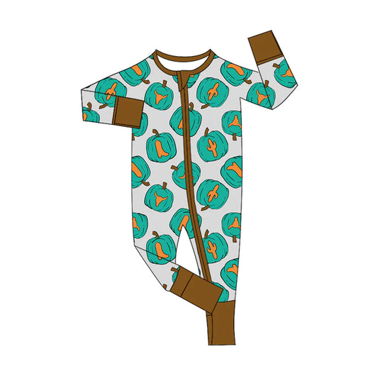 Preorder(moq 5)Baby Infant Boys Long Sleeves Boots Pumpkins Fall Zipper Rompers 7.30