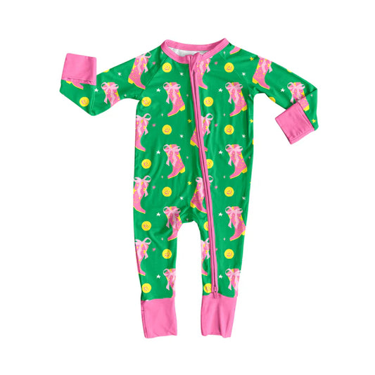 Preorder(moq 5)Baby Infant Boys Bows Boots Smiles Plaid Zipper Rompers 8.4