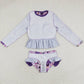 Baby Girls Swimsuits Purple Long Sleeve Top Bummie Swimsuits