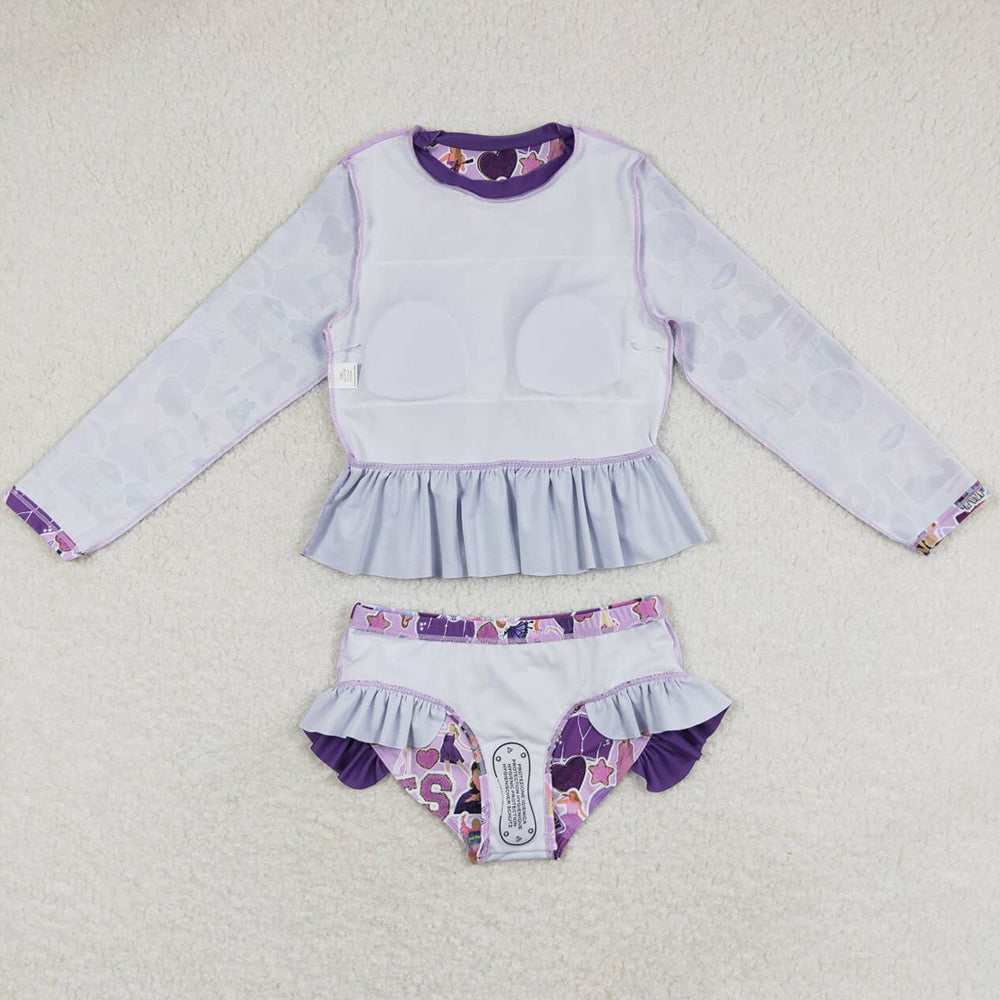 Baby Girls Swimsuits Purple Long Sleeve Top Bummie Swimsuits