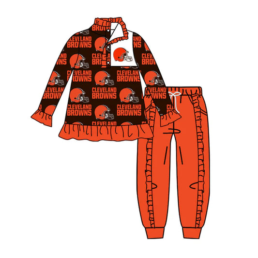 preorder(moq 5) orange black B pullover pants girls team outfits 8.28