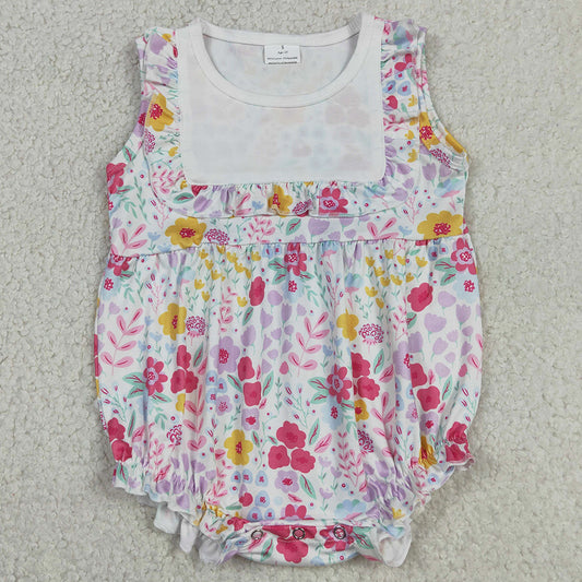 Baby Girls Rompers Sleeveless Colorful Flowers Ruffle Rompers SR4021