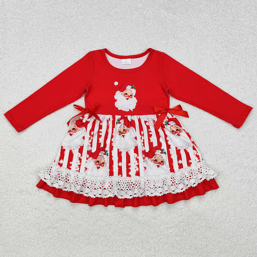 Baby Girls Dress Christmas Santa Ruffle Knee Length Dresses GLD0881