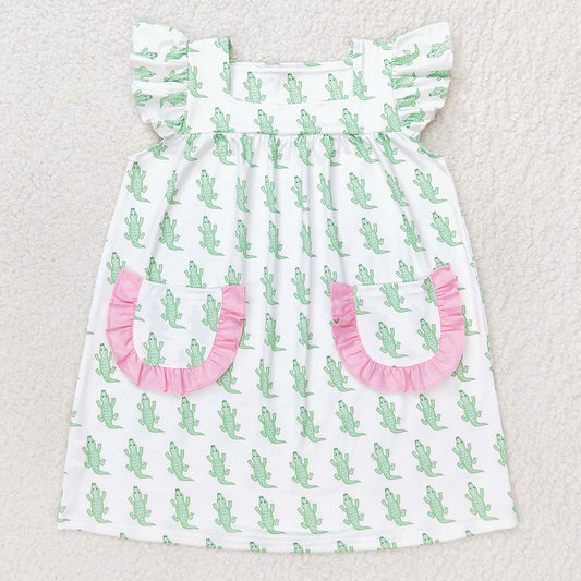 Baby Girls Dress Crocodile Green Knee Length Dresses GSD1050