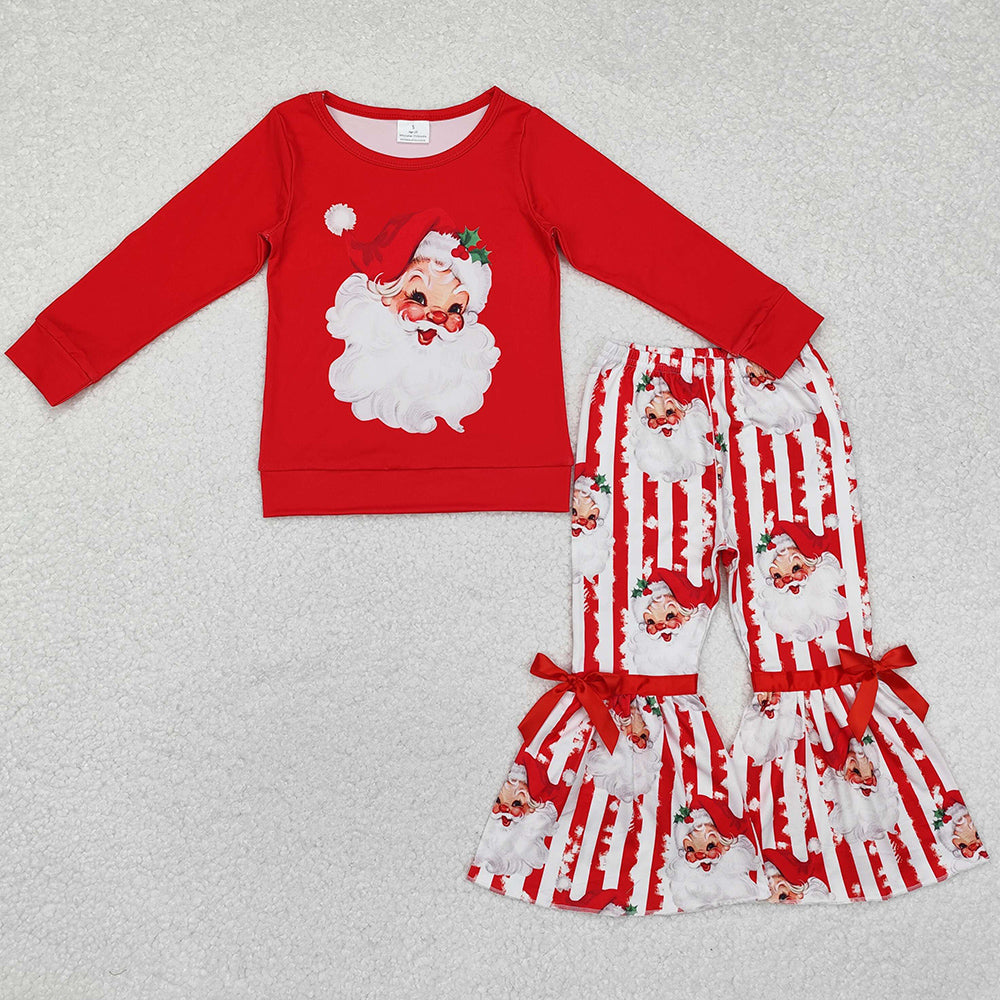 Baby Girls Clothes Christmas Santa Top Bell Pants Sets GLP1946