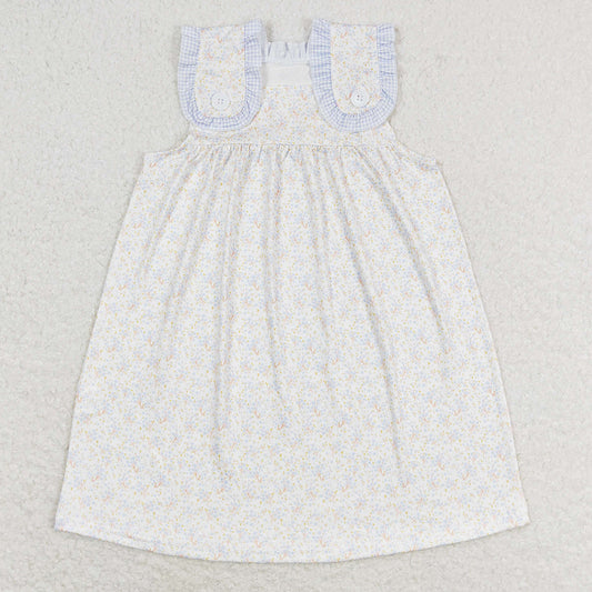 Baby Girls Dress Blue Small Flowers Knee Length Dresses GSD1046