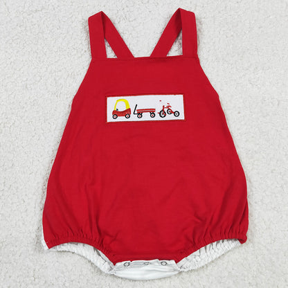 Baby Boys Rompers Embroidery Cars Bicycle Strap Rompers SR2849