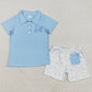 Embroidery Baby Boys Clothes Blue Short Sleeves Button Golf Top Pocket Shorts Sets BSSO1494 5.1