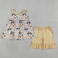 Baby Girls Clothes Sleeveless Cows Trucks Tunic Ruffle Shorts Farm Clothes Sets GSSO3071