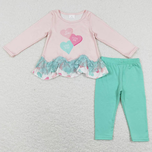 Baby Girls Clothes Long Sleeve Boutique Valentine`s Love Girls Outfits GLP1132