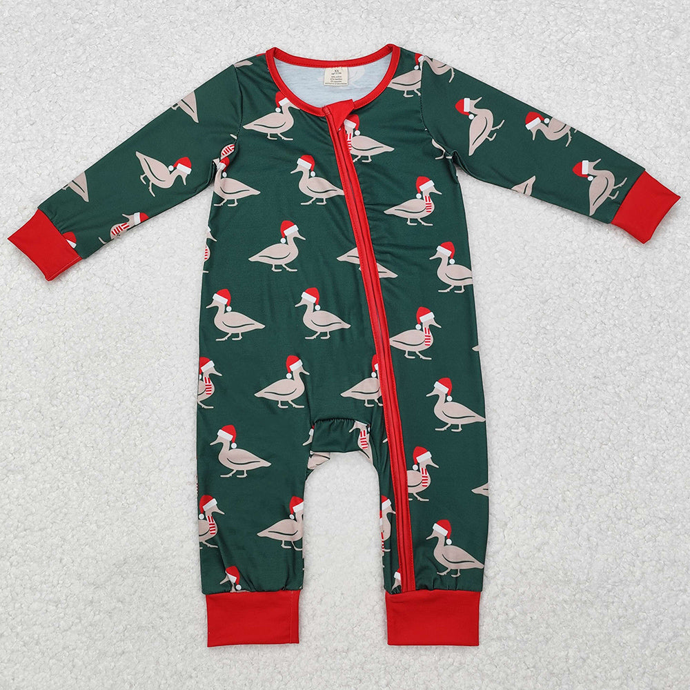 Baby Infant Boys Rompers Christmas Ducks Zip Bamboo Rompers LR1861