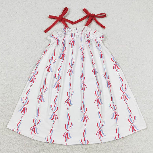 Baby Girls Dress Bows Straps 4th Of July Knee Length Dresses GSD1274