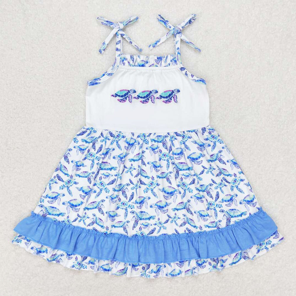 Baby Girls Dress Straps Turtles Ruffle Knee Length Dresses BSSO0916 GSSO1241 GSD1233