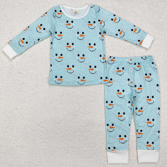 Baby Boys Pajamas Blue Winter Snowman Bamboo Pajamas Sets BLP0543