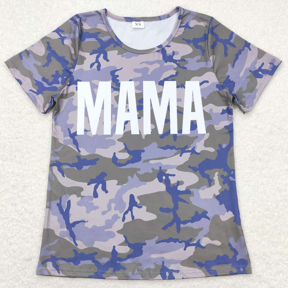 Adult Women T-shirt Camo Mama Short Sleeve Tee Shirts Tops GT0510